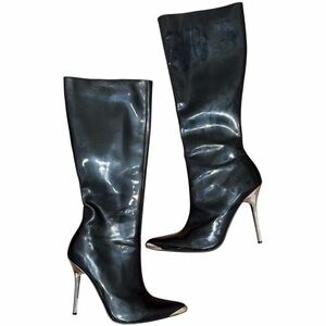 Y2K Vintage Pleaser Brand Patent Leather Knee High Heeled Boots